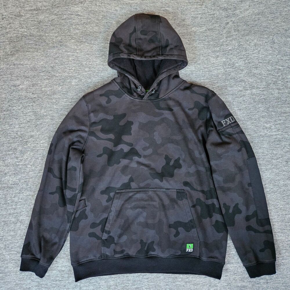 FXD Hoodie Men's XXL Black Camo WF-1 Bonded Fleece Workwear Pullover Performance